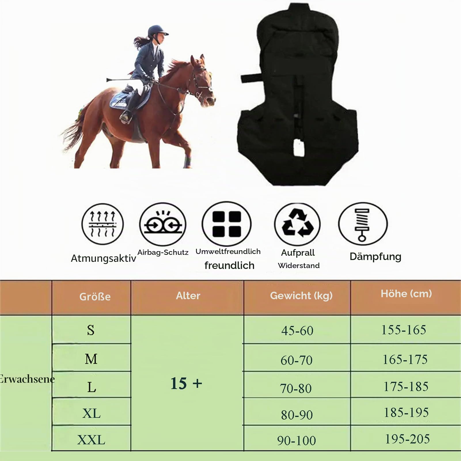 Erwachsene Reiten Airbag Weste, justierbare Reiter Motorrad Training Schutzausrüstung für 4 Jahreszeiten
