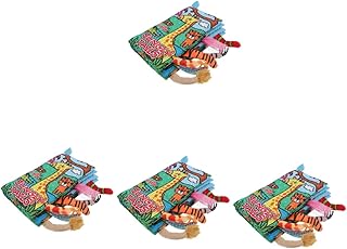 Toyvian 4 Peças Livro De Pano De Cauda Livro Crinkle Livro Macio Do Bebê Brinquedo De Inteligência Do Bebê Livro De Aprendizagem Do Bebê Menino Menina Livro Brinquedo Crianças Brinquedo