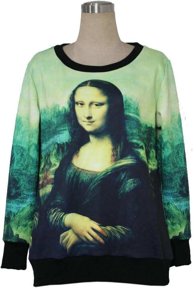 Sweater Mona Lisa Painting Sweatshirt Plus Size For Women Free Size