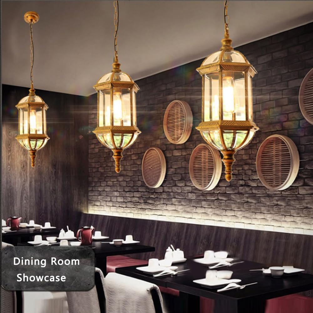 Duży żyrandol zewnętrzny na werandę do montażu sufitowego Vintage brąz wodoodporna zewnętrzna lampa wisząca frontowe drzwi dom wiejski czarna wisząca latarnia świetlna do altanki ogrodowej na