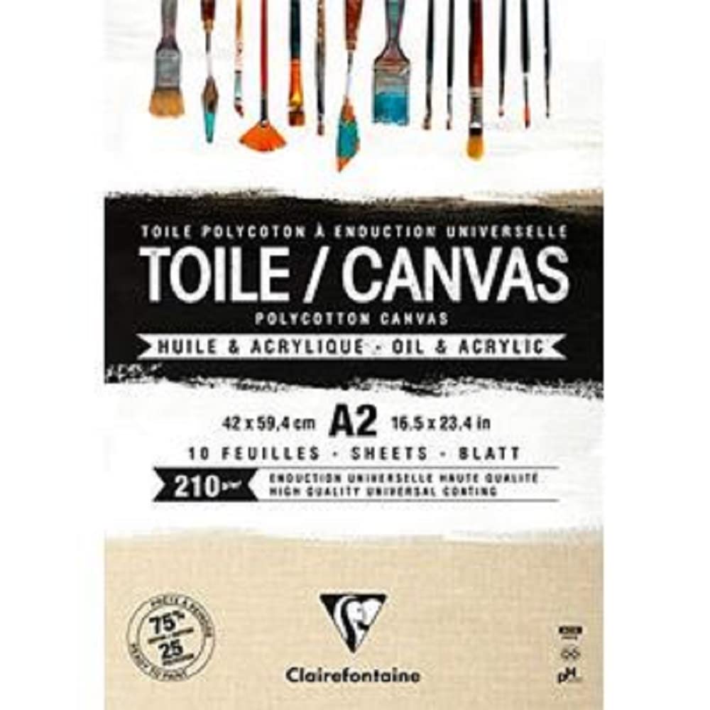 Clairefontaine 975212C Packung (mit 10 Blatt Leiwand zum Bemahlen Sandkorn, 210g, kopfgeleimt, DIN A2, 1 Pack, Natur