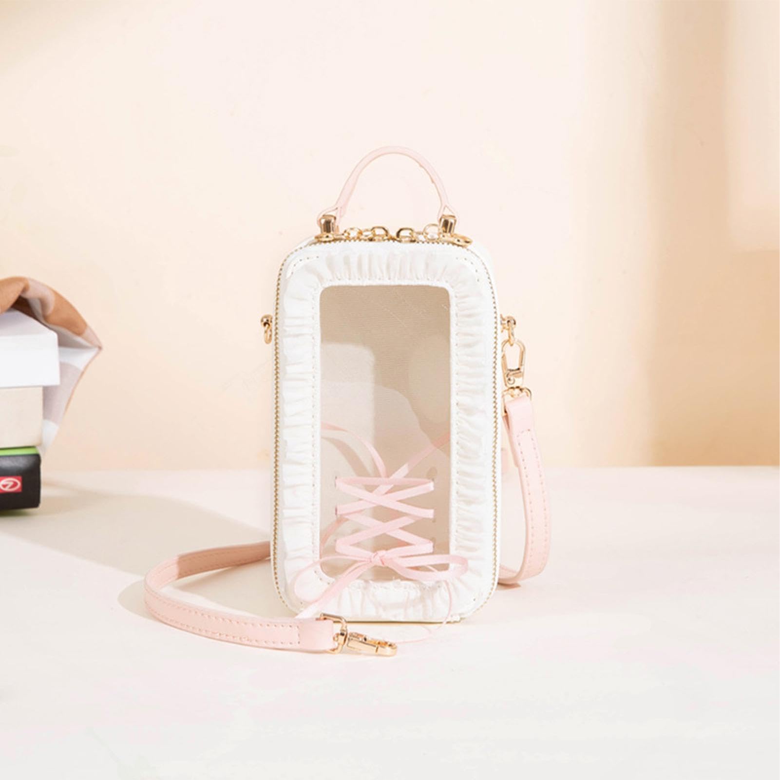 Funda de muñeca de peluche, resistente al polvo con asa y transparente