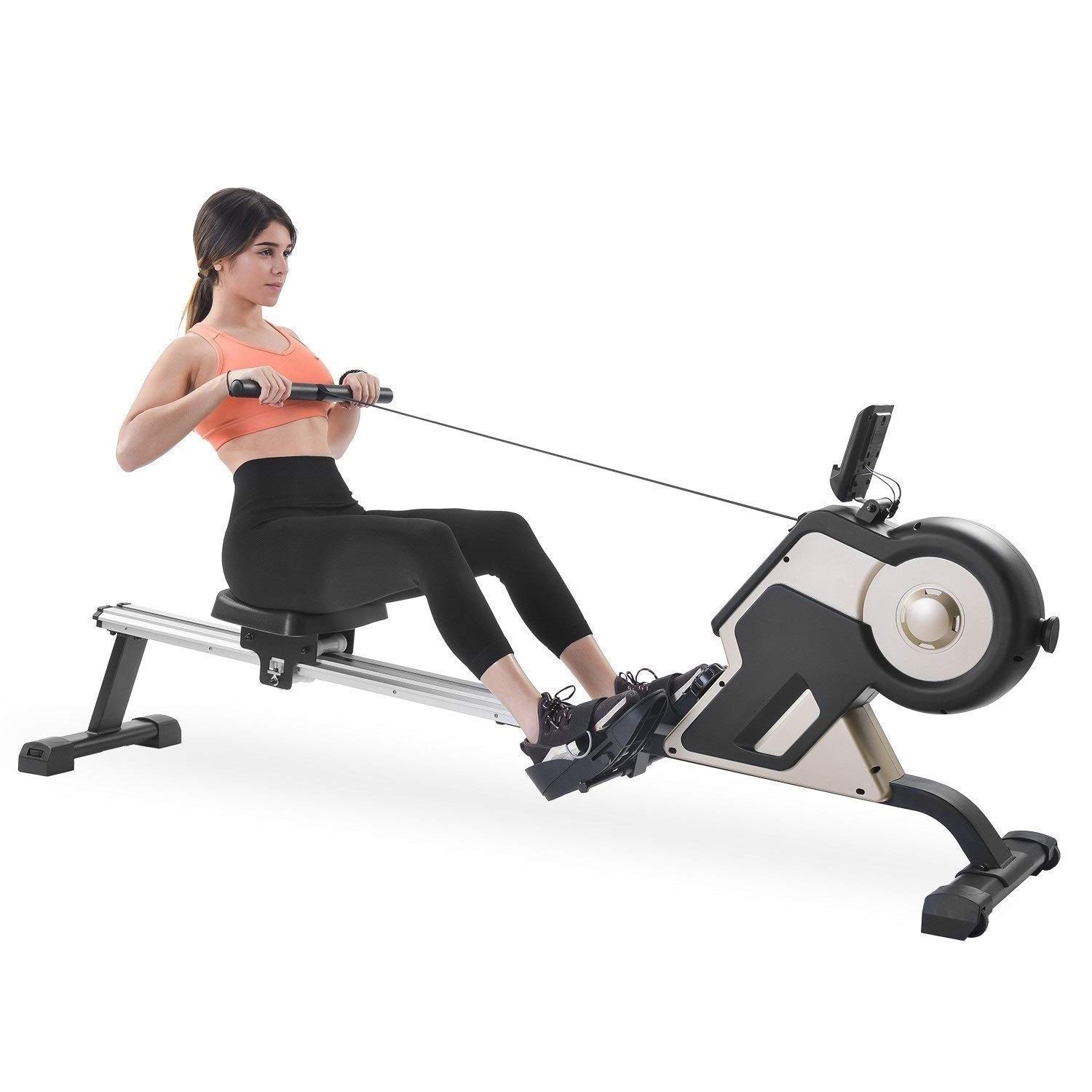 Máquinas de Remo Plegables Máquina de Remo Equipo de Ejercicio para Uso doméstico Monitor LED y Ajuste de Resistencia de 8 Niveles Equipo de Ejercicio silencioso para Gimnasio en casa Ejercicio Cardio