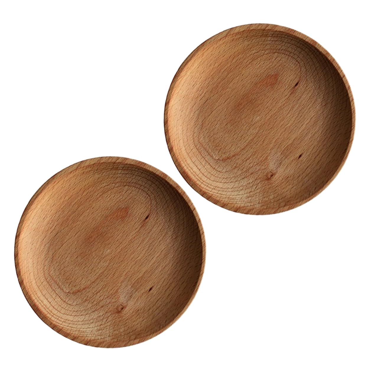 BRIGHTFUFU 2pcs Wood Round Snack Plate Round Appetizer Plates Khaki Plates for Appetizer Wooden Appetizer Tray