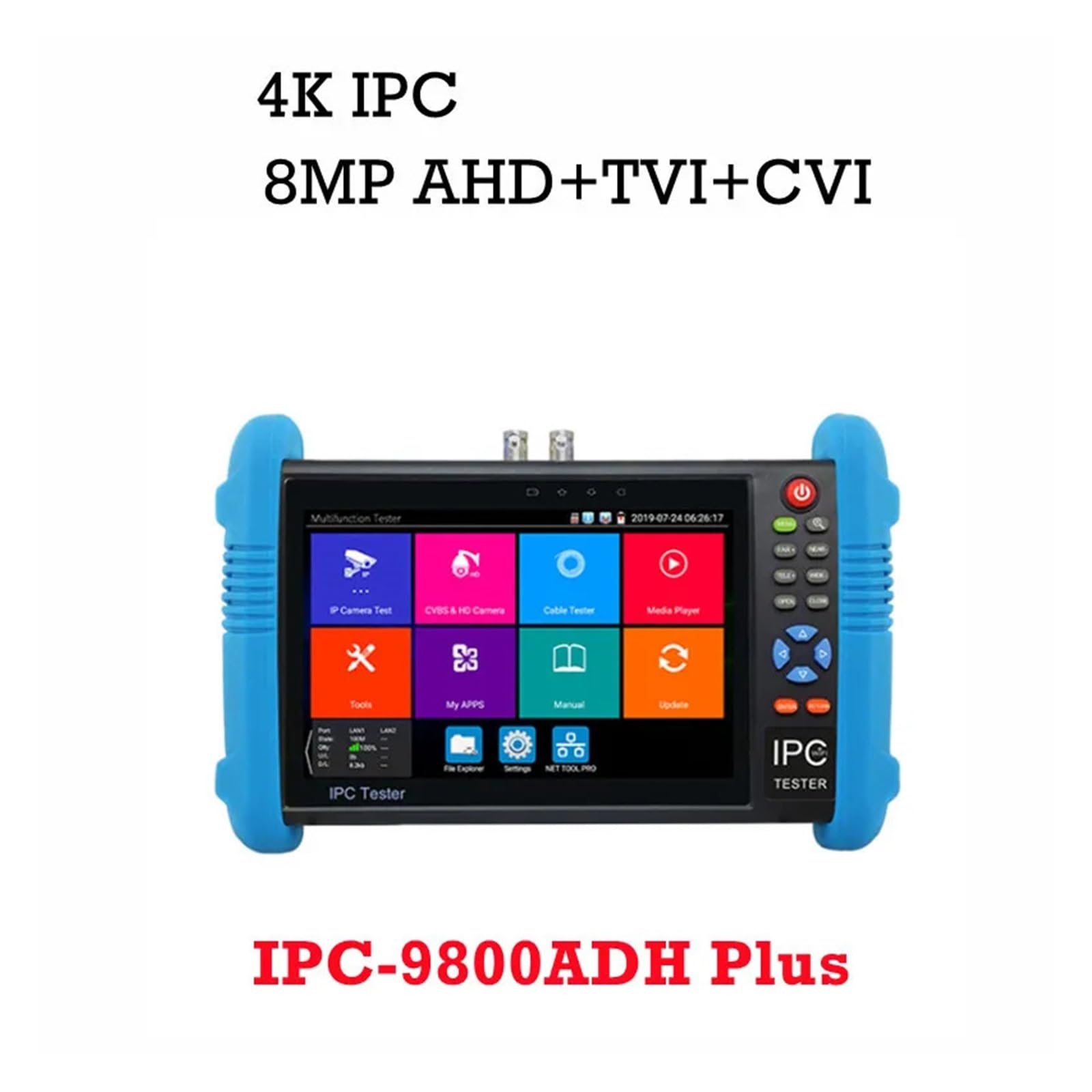 Tester Kamer Bezpieczeństwa, 7-calowy Monitor Z Ekranem Dotykowym IPS Tester CCTV IPC-9800CADHS Plus Do Kamery IP HD-TVI HD-CVI AHD SDI 8MP TVI CVI(9800ADH Plus)