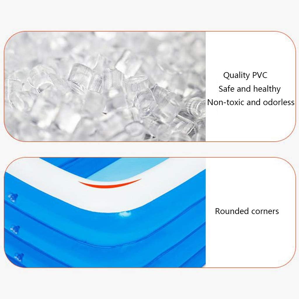 Swimming Pools Inflatable for Children and Adults Home Garden Backyard Indoor and Outdoor Quick Suit Blue Rectangle 2.6M/3M/3.8M