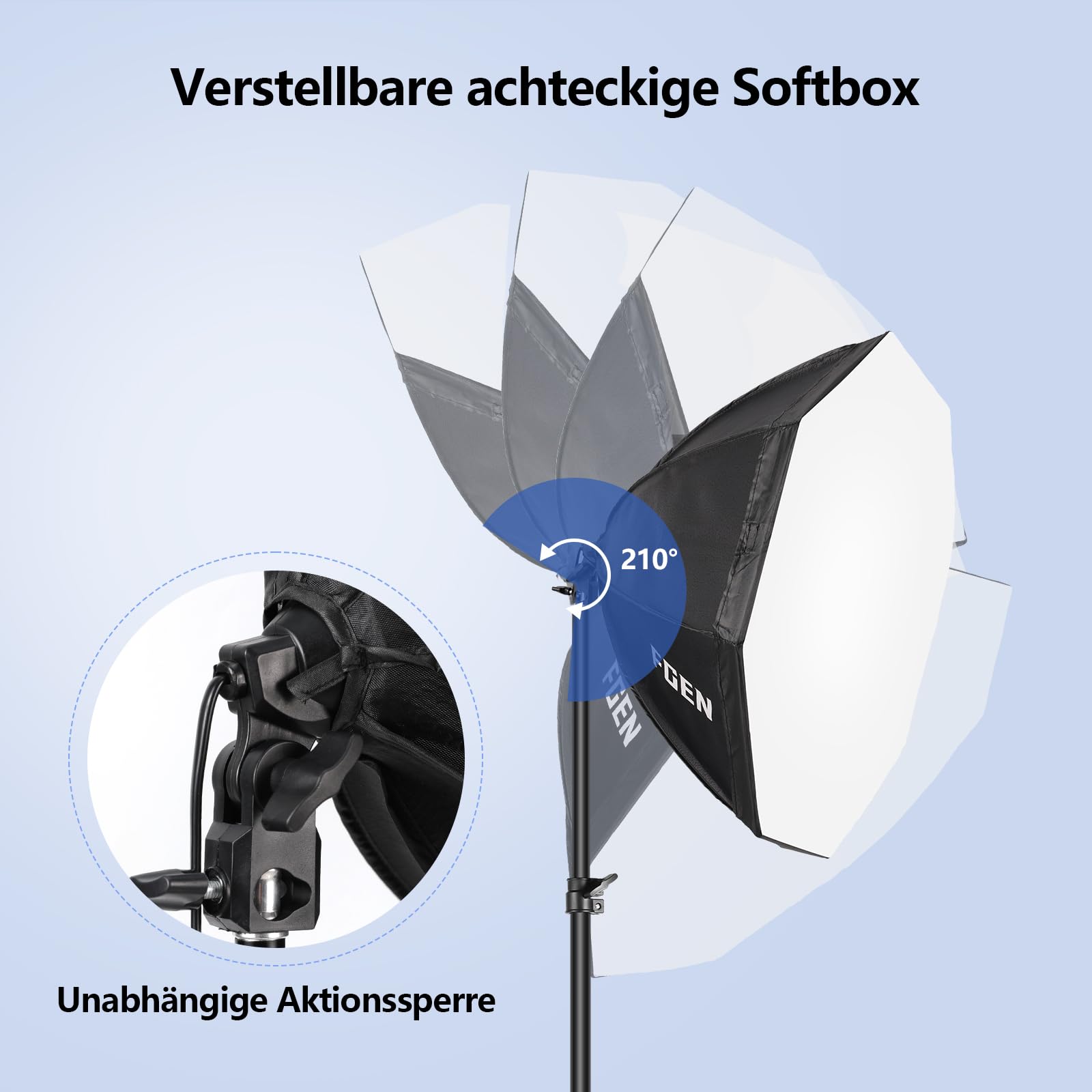 FGen LED Softbox Licht mit 120W dimmbare Fotolicht 3000-6500K 300cm Kabel
