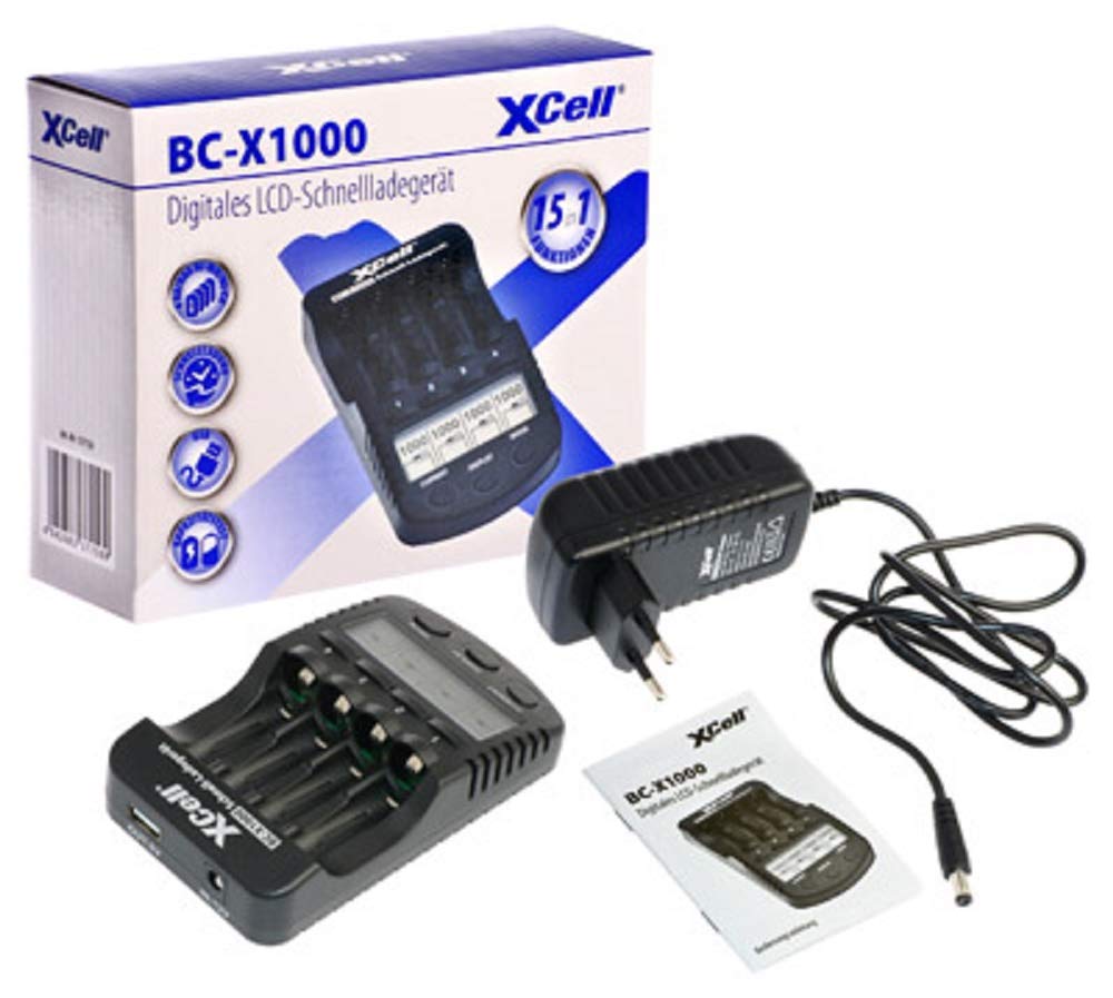 Ładowarka do szybkiego ładowania/wyświetlacz LCD/złącze USB/funkcja odświeżania/funkcja testowania BC-X1000 uniwersalny wyświetlacz LCD 4-wpustowy wtyk stacja ładująca AA AAA NI-MH NI-Cd
