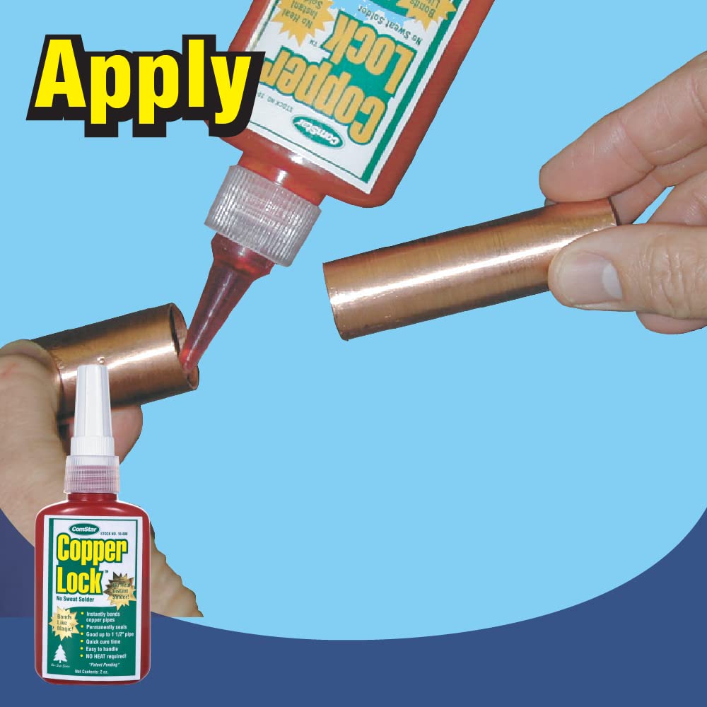 Comstar Copper Lock, No Heat Solder for Copper & Brass Pipes Create a Permanent Leak-Proof Bond Instantly, Designed for The US Space Program and Meets US Military Specs Made in USA 2 Oz. 10-800 Red