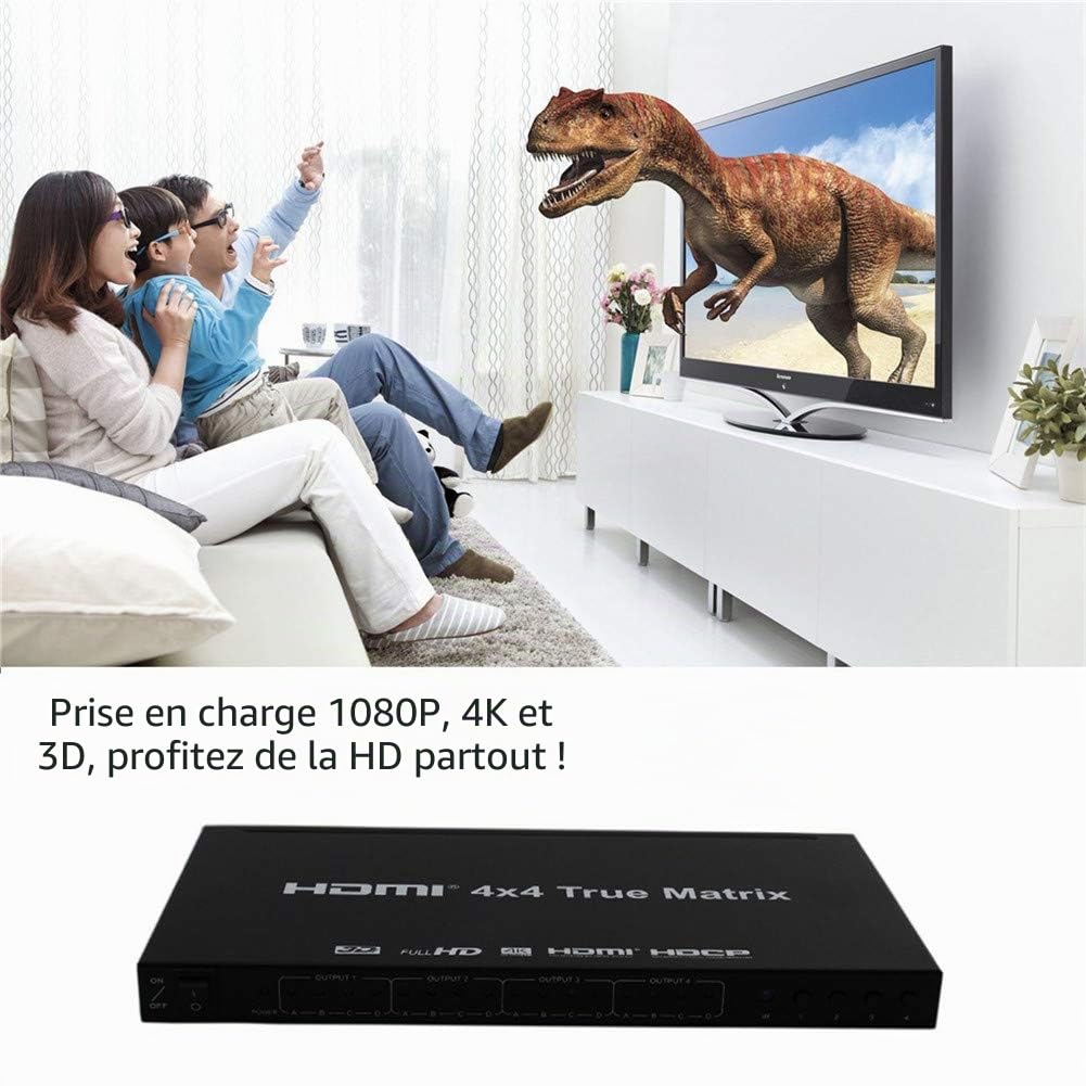 HDMI Matrix Switcher 4X4 4Kx2K 4 Entrée 4 Sortie HDMI Séparateur Matrix 4x4 Soutien IR Romote Contrôle 4K HDMI 1.4v Matrix Switcher Box Full HD 1080P 3D