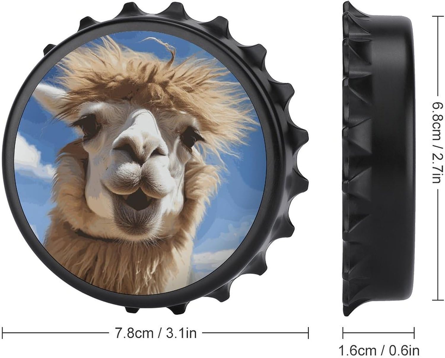 Magnetic Bottle Opener for Fridge 3.1 Inch, Cute Cap Shape with Cap Catcher image 2