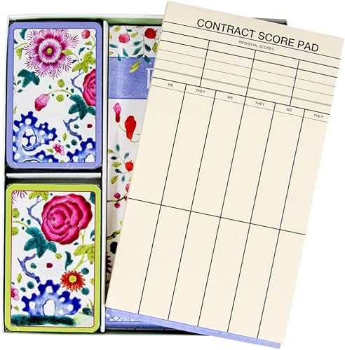 Miniatura 7 de Caspari Juegos de regalo de puente de porcelana floral - 2 barajas de cartas y 2 blocs de puntuación