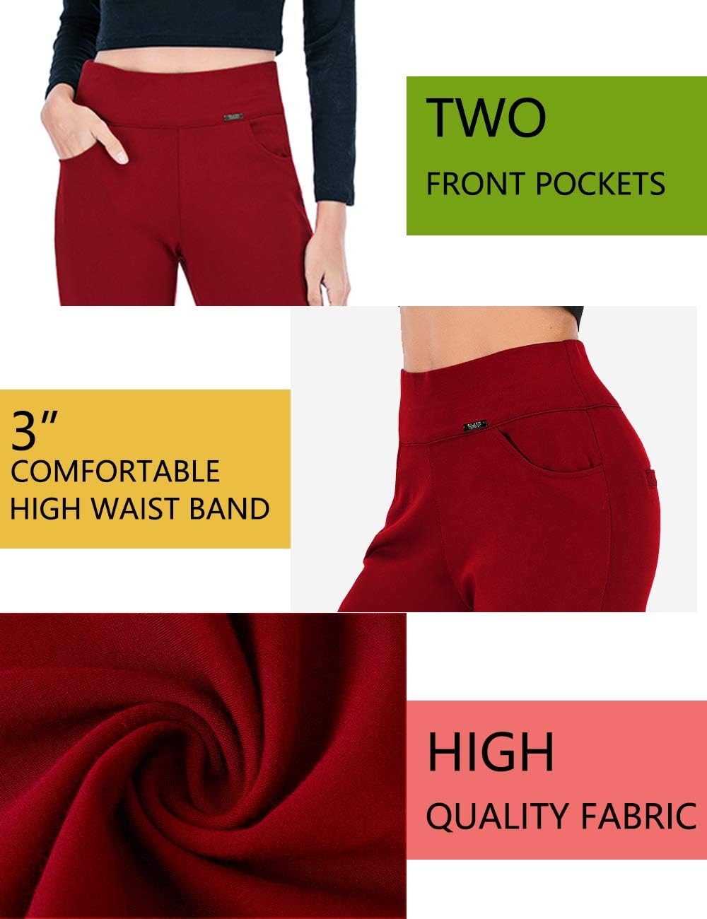 neezeelee Dress Pants for Women Comfort Stretch Slim Fit Leg Skinny High Waist Pull on Pants with Pockets for Work - Image 5