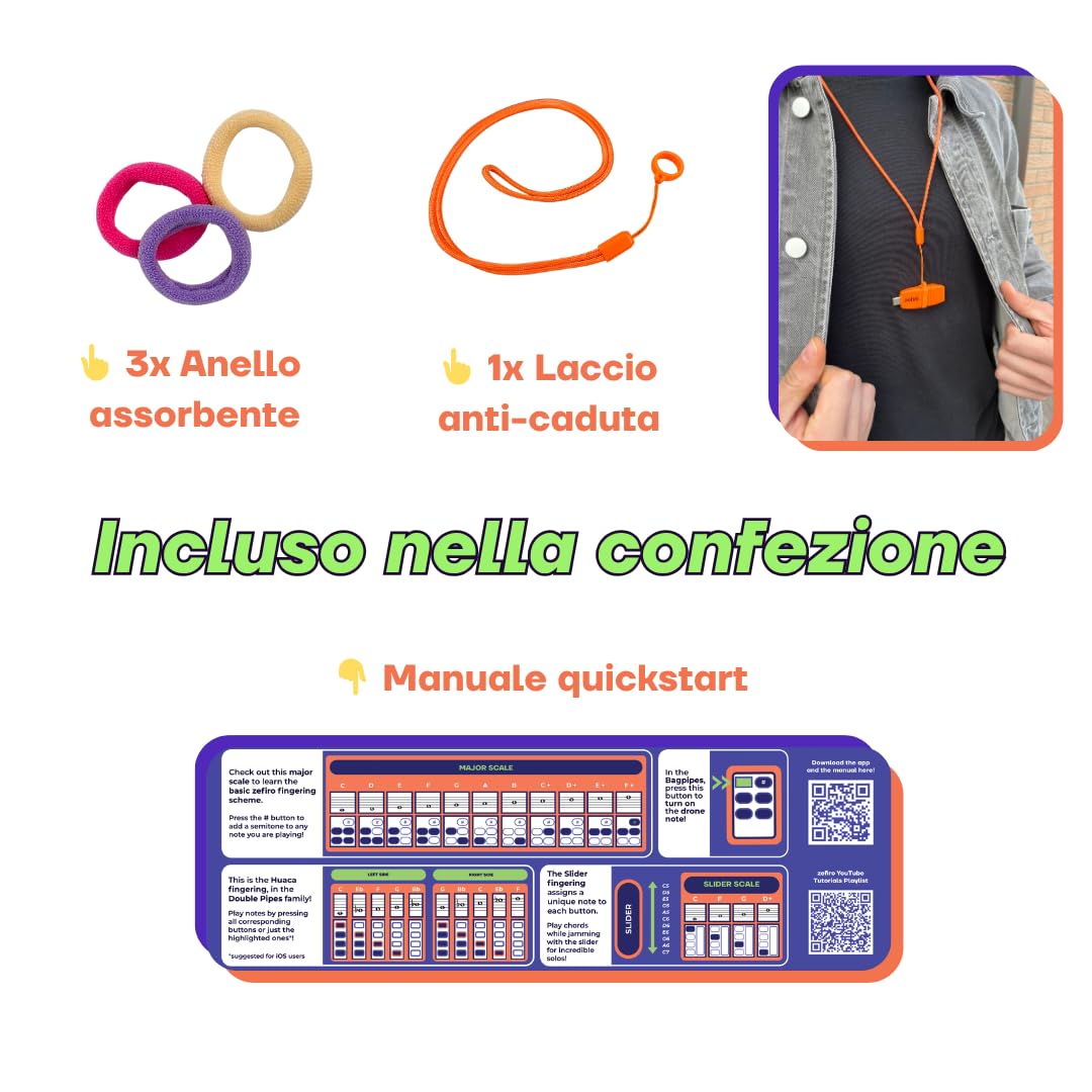 Bundle ARTinoise zefiro Pro + re.corder | flauto ibrido e controller MIDI per smartphone | App con suoni e esercizi | diteggiature personalizzabili | diverse modalità di riproduzione (Bianco)