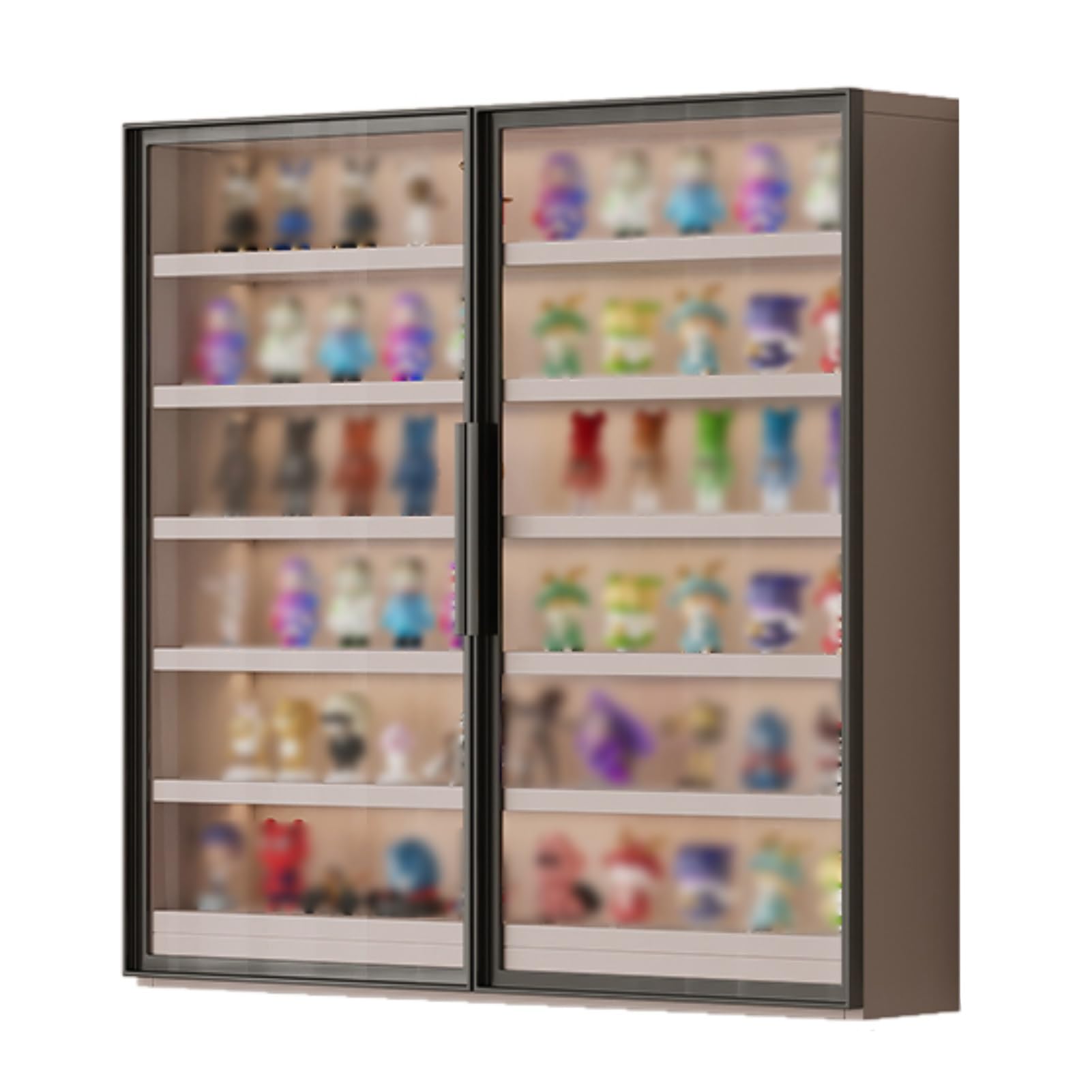 Trasparente Vetrinetta, Espositore in Legno E Vetro, Vetrina Trasparente da Pavimento, Scatola per Cassette Montata A Parete per Mini Action Figure da Collezione(Grey,80x15x82cm)