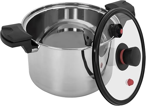 Miniatura 6 de Olla a presión de acero inoxidable de 7.4 cuartos de galón, olla de presión rápida de 60 KPa con tapa de vidrio para todas las estufas, cocinas de