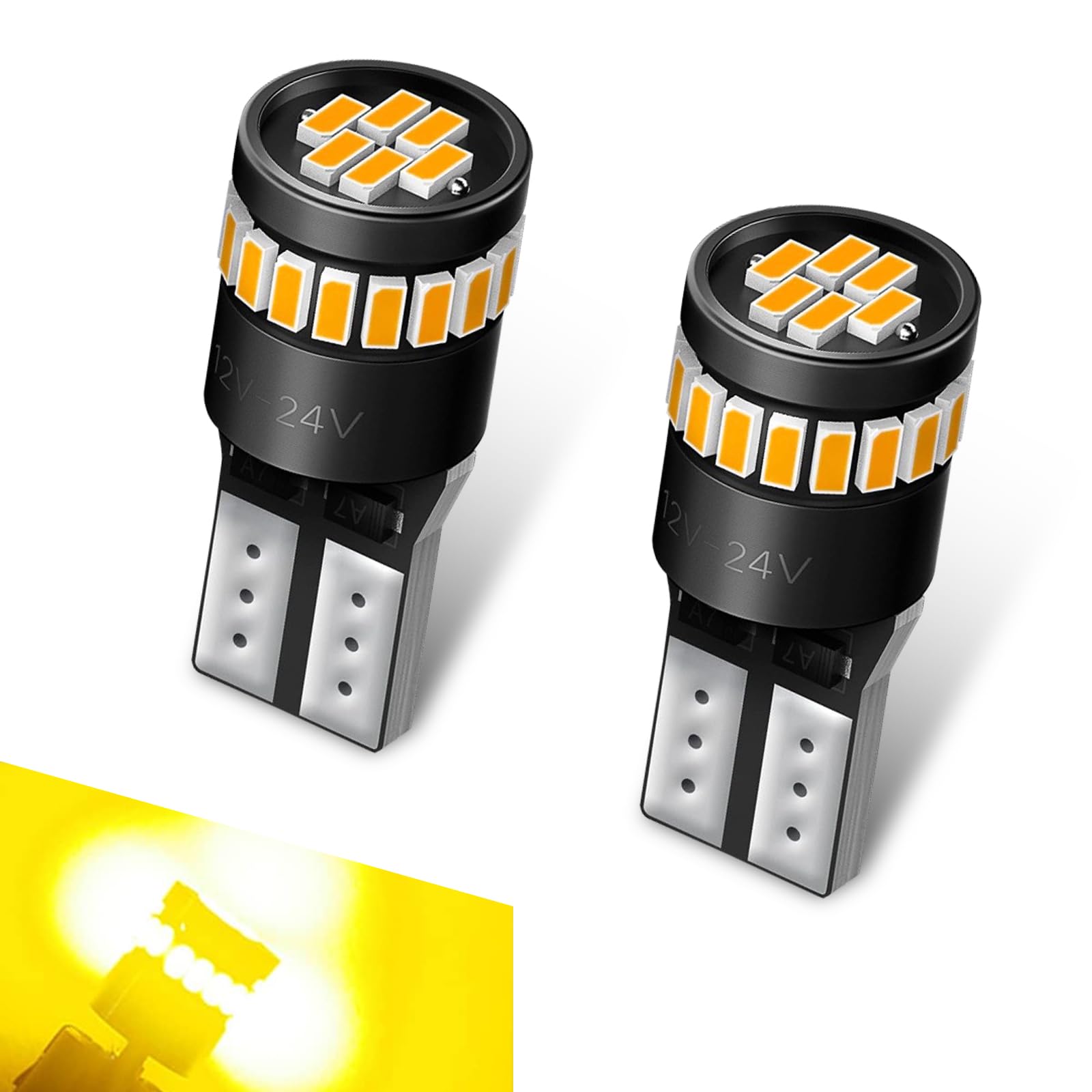 QODOLSI Pack-2 Car Led Bulbs, 12V Width Lights, 3W License Plate Lights, 180 Degrees Side Turn Lights, Trunk Light Bulbs, Automotive Bulb Replacement, Universal for Most Cars, Trucks, SUVs (Yellow)