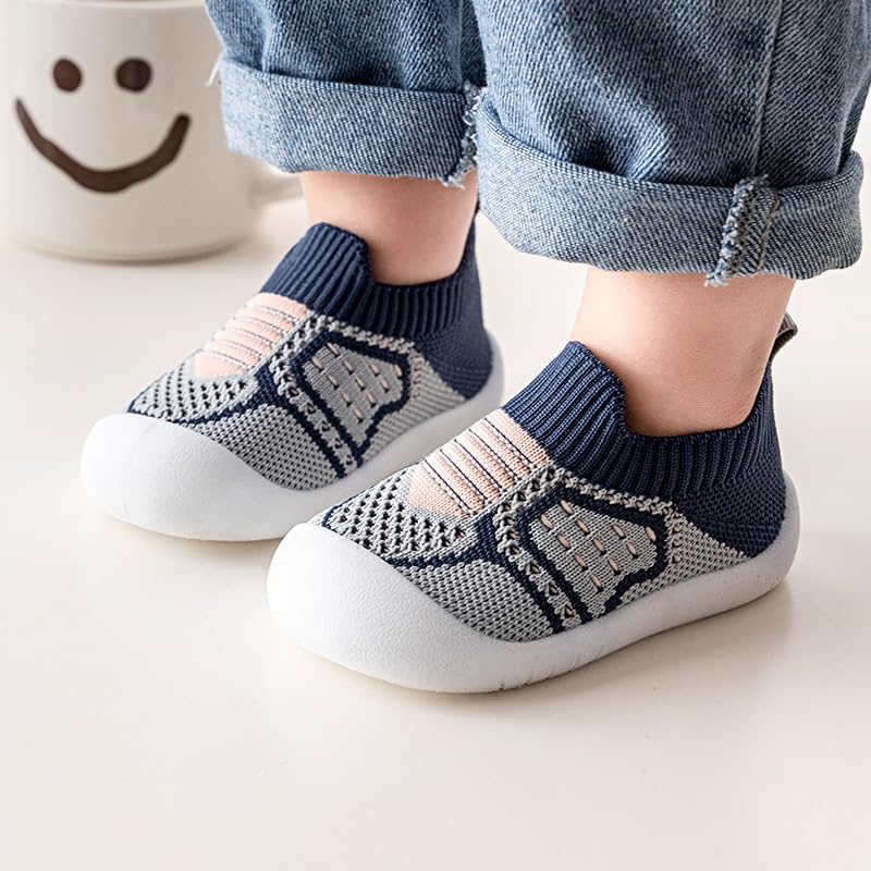 Baby Slip-on Sneakers Toddler Walking Sock Shoes Girls Boys Non-Slip Breathable Mesh Tennis Shoes 2 Pairs 7