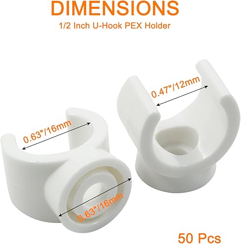 Miniatura 2 de Litoexpe Abrazaderas de tubo de agua PEX de 12 pulgada, Soporte de tubo de PVC de 0.630 in, Perchas de soporte de tubo PEX con gancho en U de