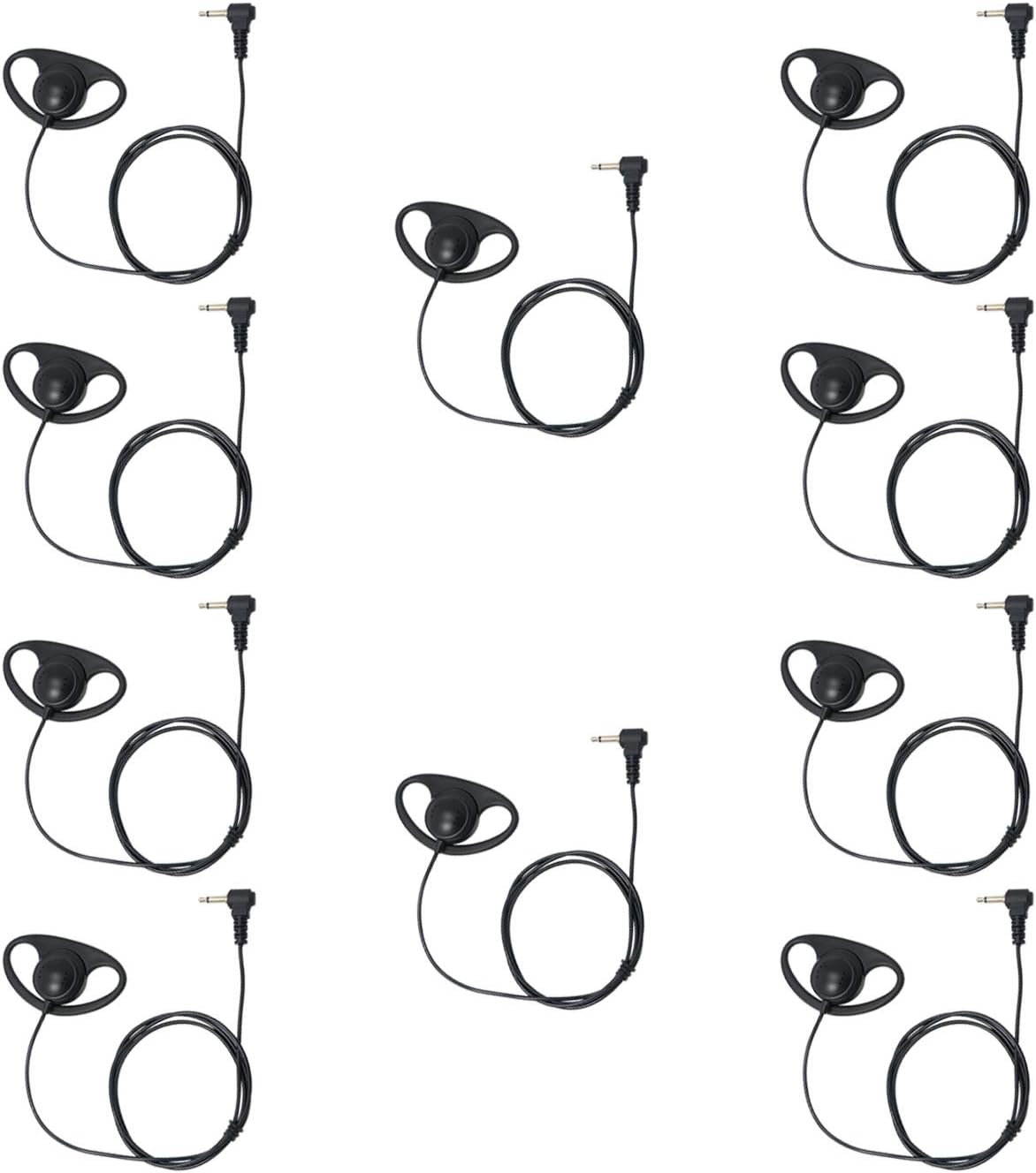 Listen Only Earpiece 3.5mm Radio Earpiece for Radio Mic 3.5mm Connector Police Earpiece for Law Enforcement Compatible with Motorola and Kenwood Speaker Mic, D-Shaped, Pack of 10