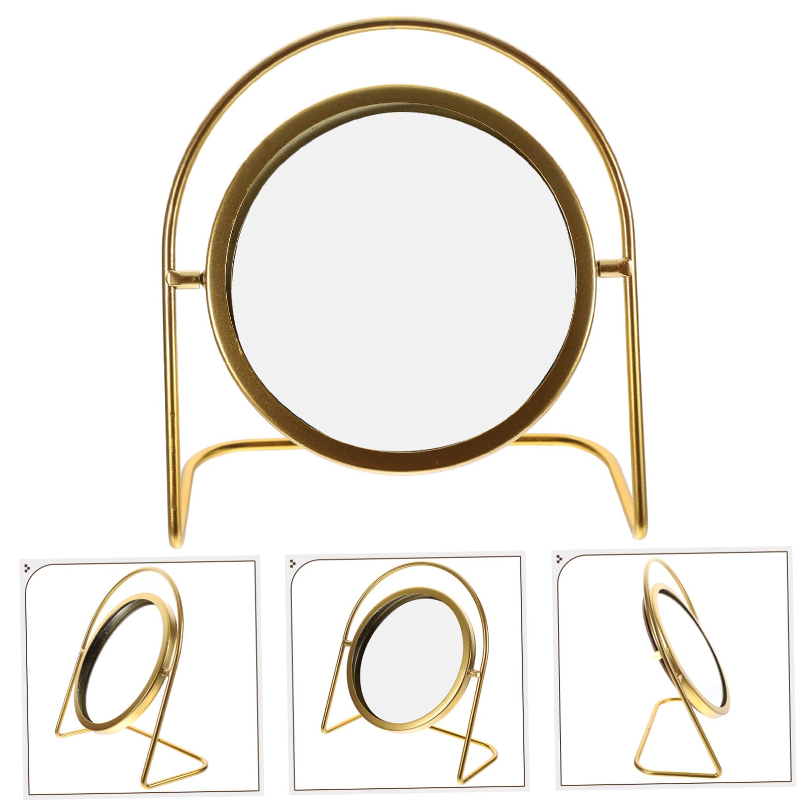 Kosmetikspiegel Für Schreibtisch Kleiner Tischspiegel Vintage-Spiegel Mit Standfuß Metallspiegel Für Make-up Und Rasieren