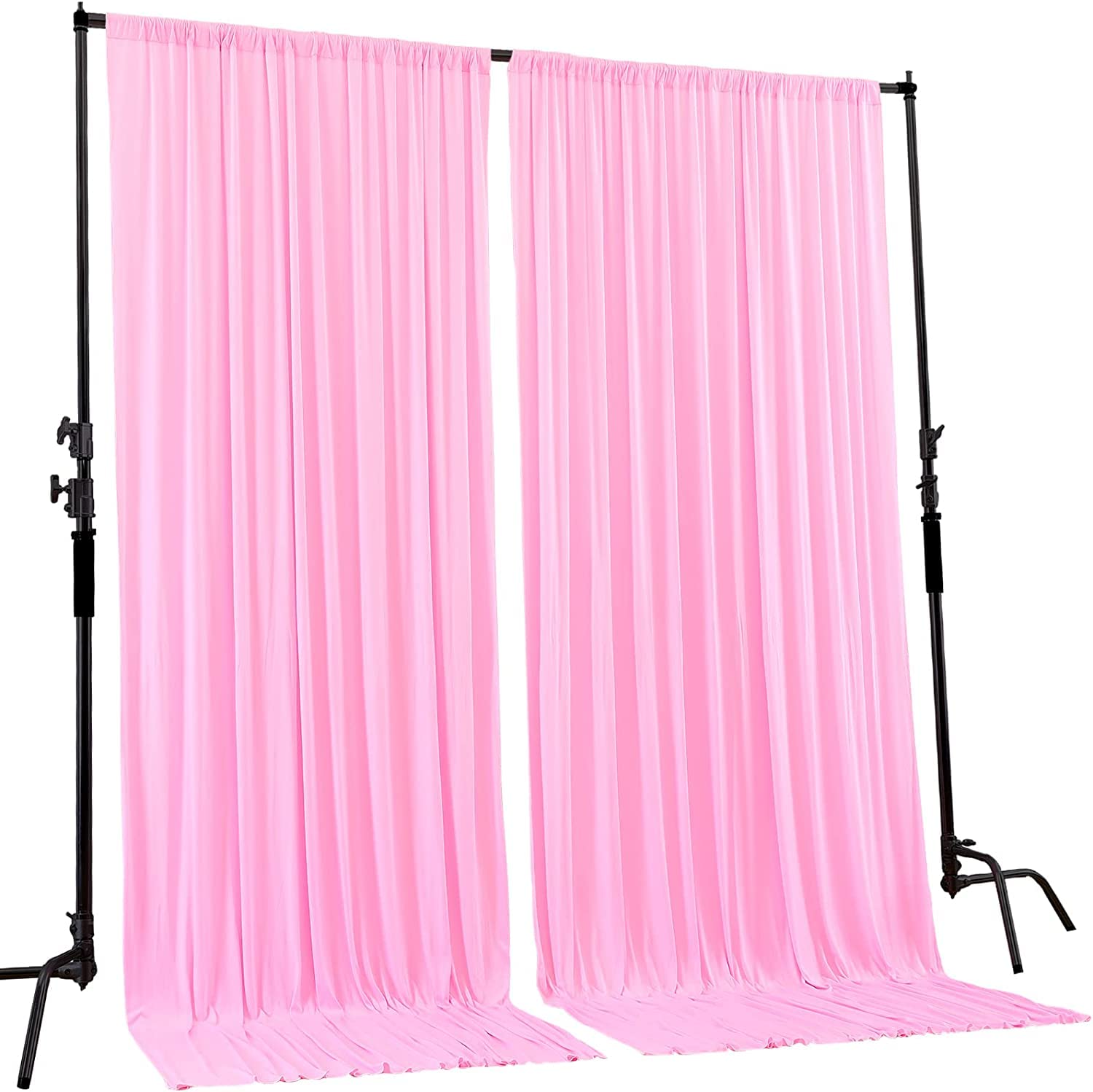 Pink Wrinkle Free Decoration Backdrop Curtain Drapes Pink Backdrop Panels Background for Photography Wedding Parties Birthday Anniversary Function | Set of 2 |-picture-32