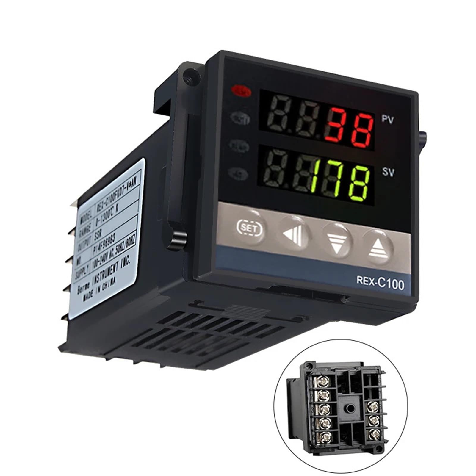 REX-C100 110V a 240V 0 a 1300 grados Sonda de temperatura Alarma Kits de controlador de temperatura PID digital con sensor de sonda tipo K(0-1300 Degree)