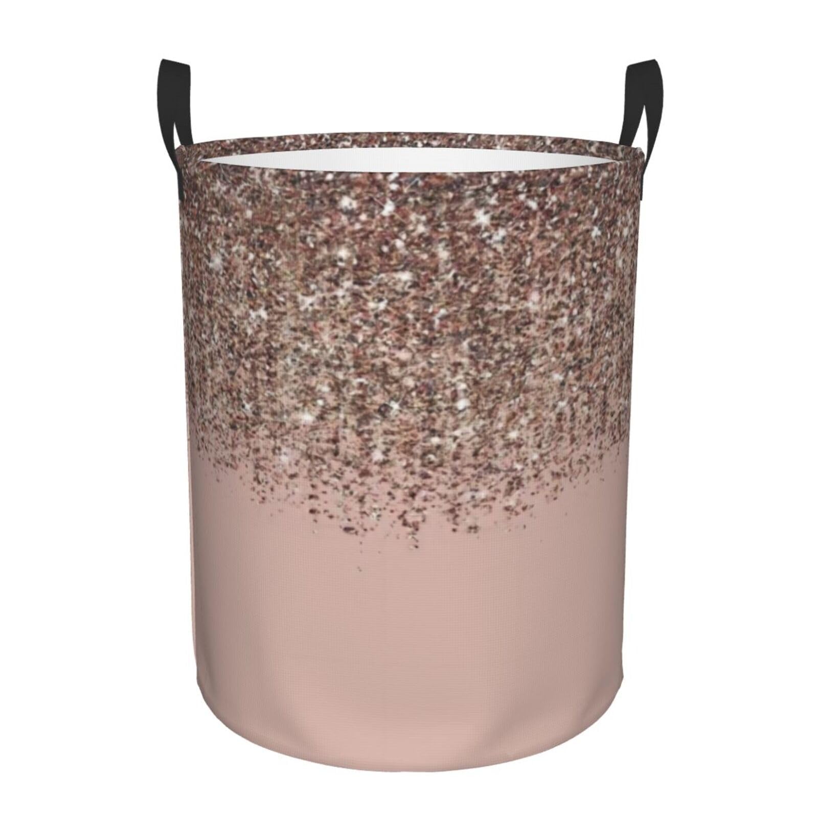 M Collapsible Blush Pink Rose Gold Print Circular Hamper Round