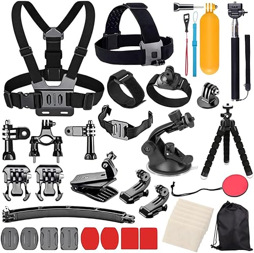 Juego de accesorios para cámara de acción para GoPro Hero 13 12 11 10 9 8 Max 7 6 5 4 Negro GoPro 2018 Session Fusion Silver White Insta360 DJI