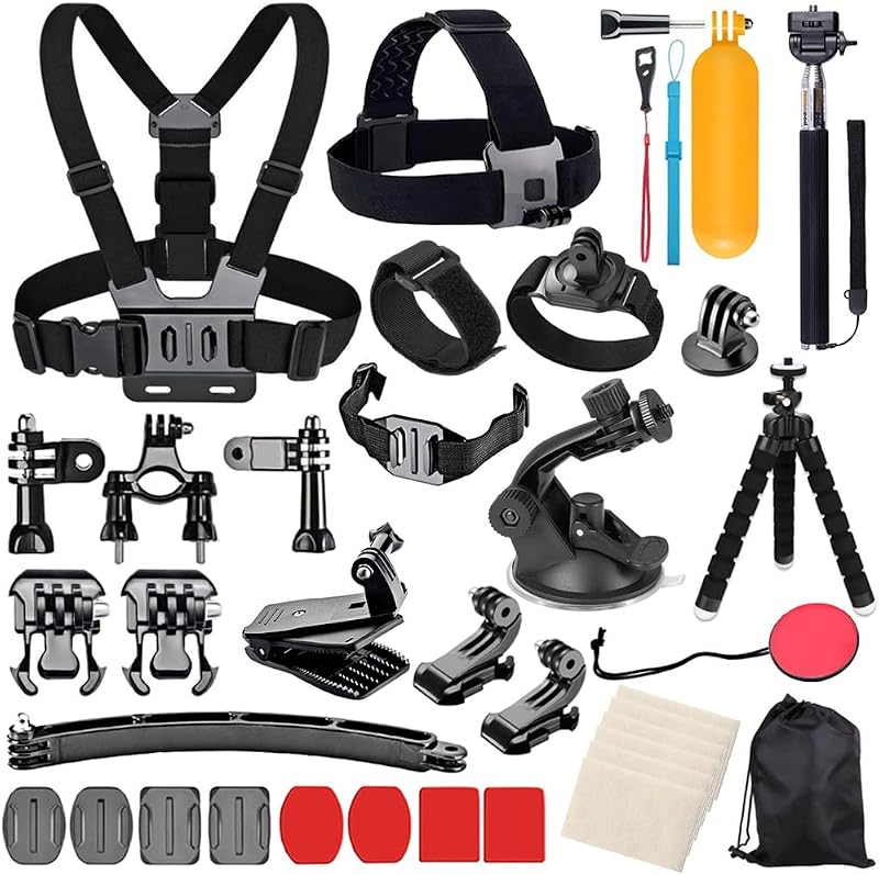 Accessories Kit for GoPro Hero 13 12 11 10 9 8 Max 7 6 5 4 Black GoPro 2018 Session Fusion Silver White Insta360 DJI SJCAM APEMAN AKASO and Others Action Cameras (28in1)