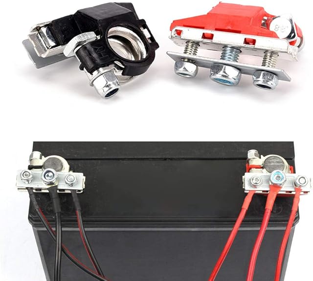 Leisure Battery Terminals, 12V 3 Way Positive and Negative Car Van Caravan Motorhome Connectors Clamps