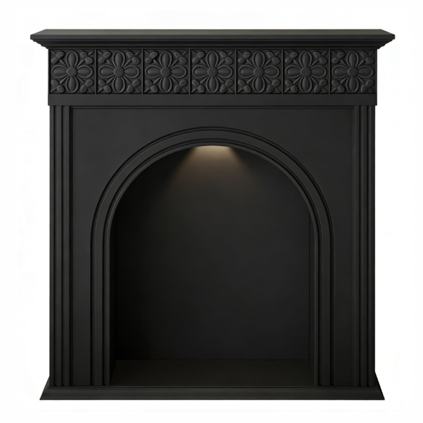 Freestanding Modern Arched Fireplace Mantel with LED Lighting Decorative Surround Decorative