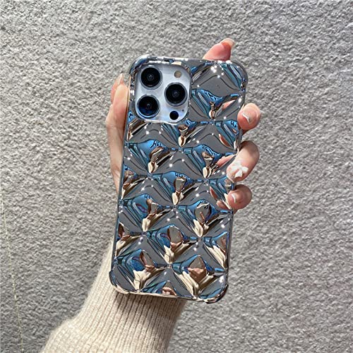 Coque de téléphone souple motif losange pour iPhone 12 Pro argenté 3D luxe