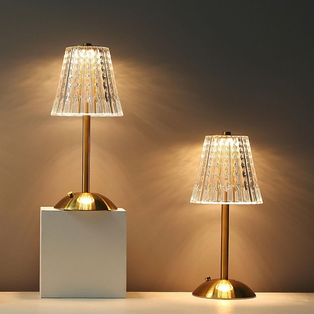 Lampada da tavolo ricaricabile USB paralume acrilico tre colori scrivania camera da letto comodino piccolo caffè hotel illuminazione ambientale