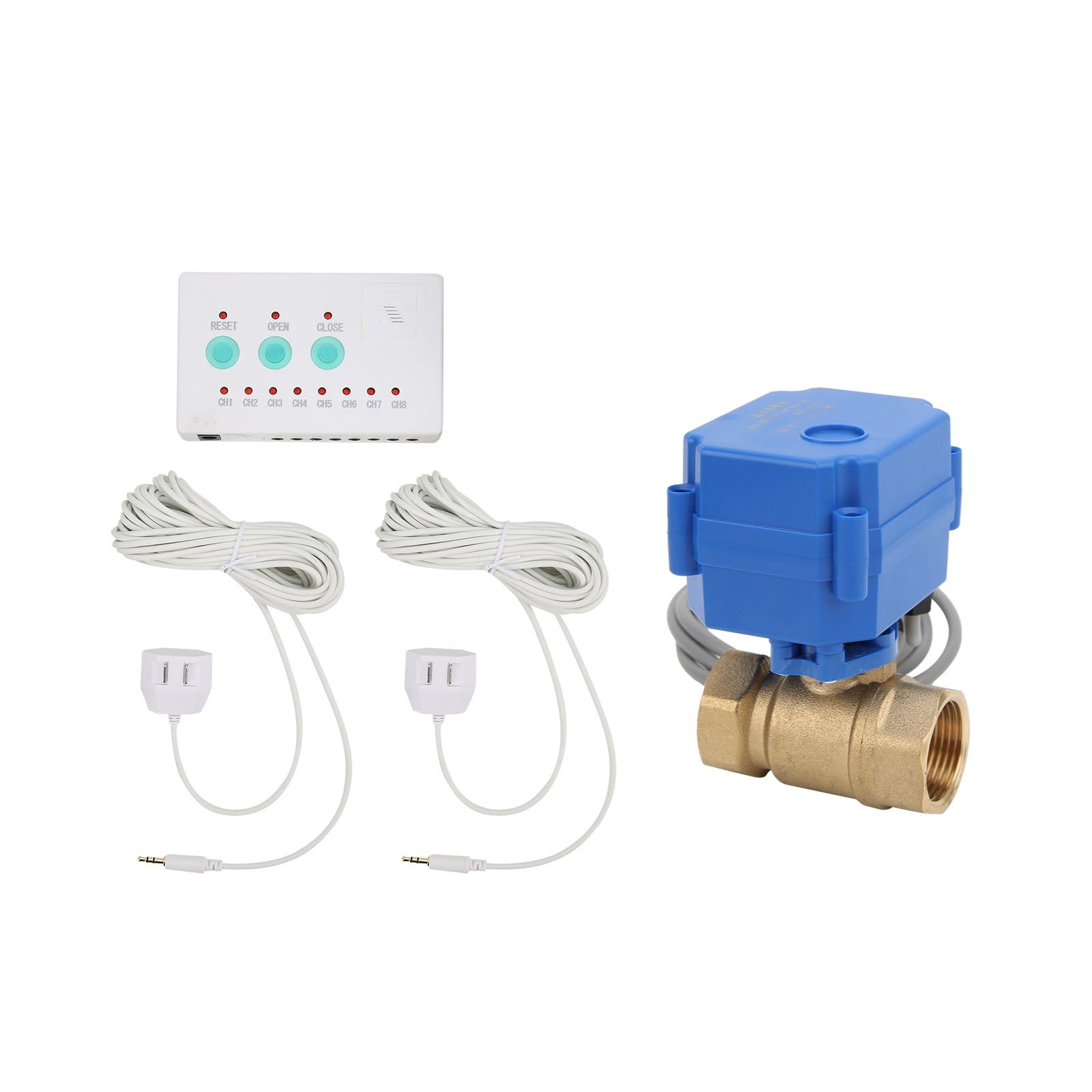 Detector de Fugas Torvex, Kit de de Alarma de detección de Fugas de Agua con válvula de Bola de latón Simple y Sensor para la protección de tuberías domésticas.