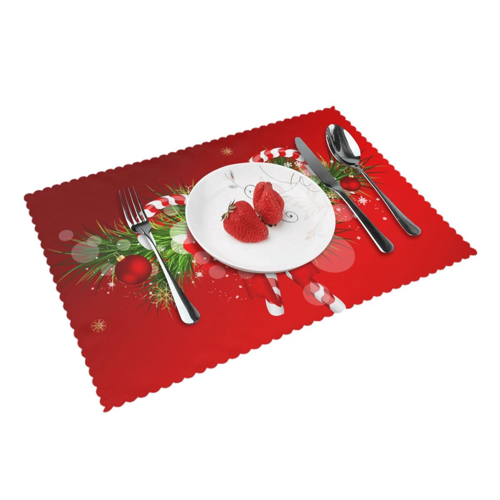 Bnvsadc Merry Christmas 2 4 Pcs Heat Resistant Placemat 45X30 Cm, Printed Non-Slip Place Mats For Kitchen Dining Table Indoor Outdoor