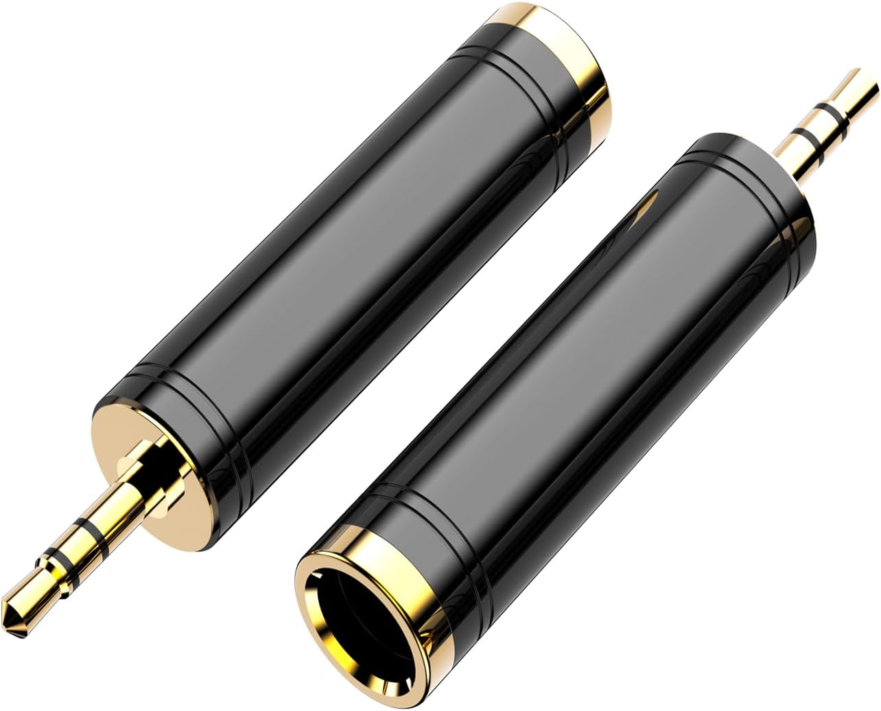  3.5mm to 1/4'' Stereo Gold-Plated Pure Copper Adapter, 1/8 Inch Mini Jack Male to 1/4 Inch Female Jack Stereo Adapter for Headphone Amp Adapte (1PACK-Black) thumbnail