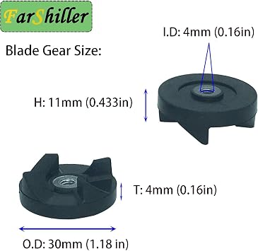 Blade Gear 交換用 ベースギア2個とラバーブレードギア2個 クラッチパーツアクセサリー Magic Bullet 250W Blender MB-1001、MB-1001B、MBR-1101、MBR-1701、MBR-1702、MBR-0301に適合