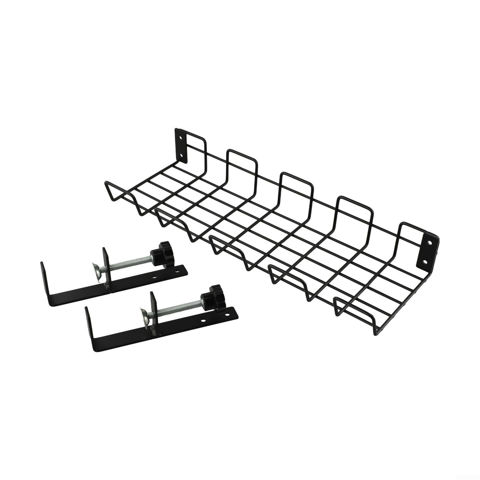 No Drill Under Desk Cable Management Tray Sturdy Steel Wire 