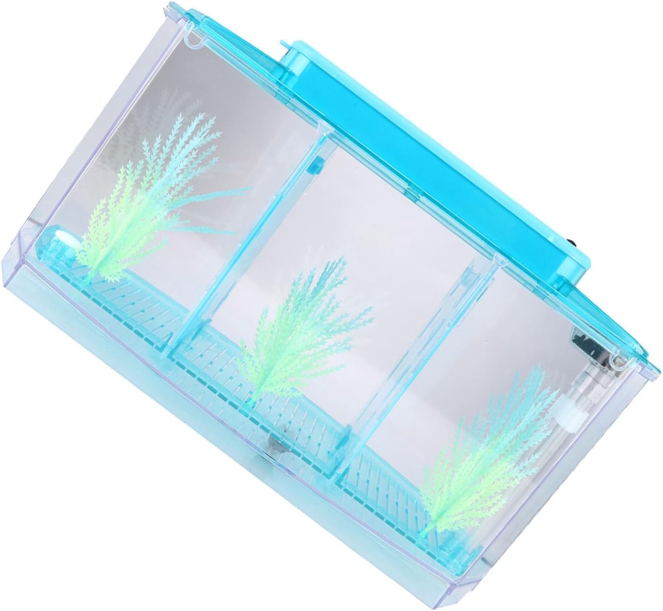 Aquarium Fish Tank LED Acrylic Breeding Isolation Box with Light for Small Fishes Blue (Blue)