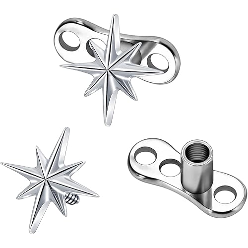 G23 Titanium Dermal Jewelry 14G Dermal Piercing Kit Hypoallergenic Skin Surface Piercing Anchor Micro Dermal Tops And Base Internally Threaded Studs Body Piercings Jewelry