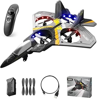 Remote Control Plane RC Airplanes, Remote Control Drone for Kids and Beginne, Easy to Fly and Hover, RC Quadcopter Fighter Jet with 360° Flip, LED Light Indication, 2 Blade Propellers
