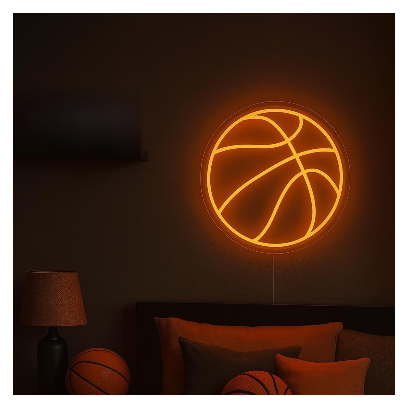 RONGCH Hanging Art Signs Basketball Neon Sign, Suitable for Game Room Wall Art Decor with Dimmable 38cm(A)