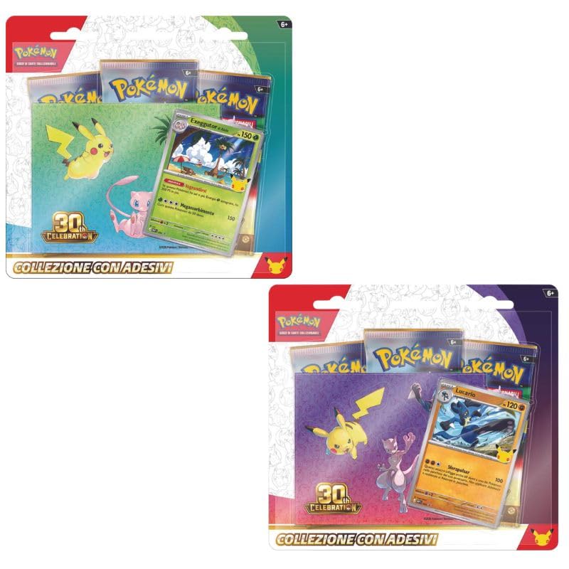 Pokémon 30° Anniversario Coppia Collezioni con Adesivi ITA – Lucario + Exeggutor di Alola + 100 Sleeves VALORATCG