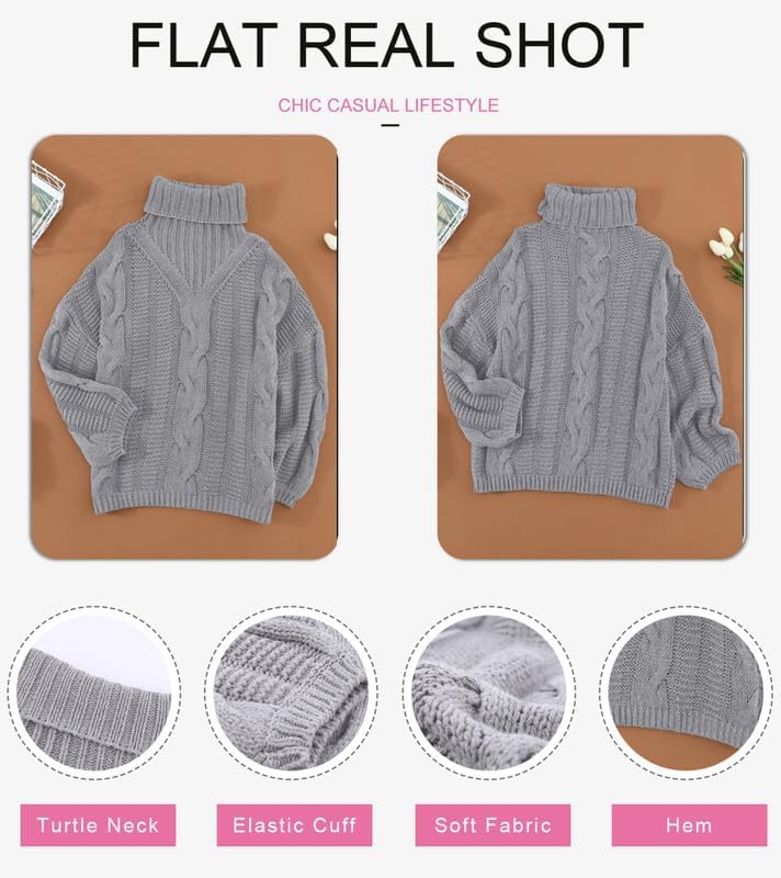 Dokotoo Womens Turtle Neck Sweater Fashion 2025 Loose Casual Cozy Chunky Pullover Tops - Image 5
