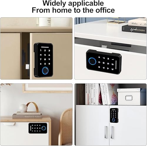 Miniatura 5 de YiToo Cerradura inteligente para gabinete, sin taladro, magnética sin llave, digital, RFID, Bluetooth, cerradura de cajón de huellas dactilares para