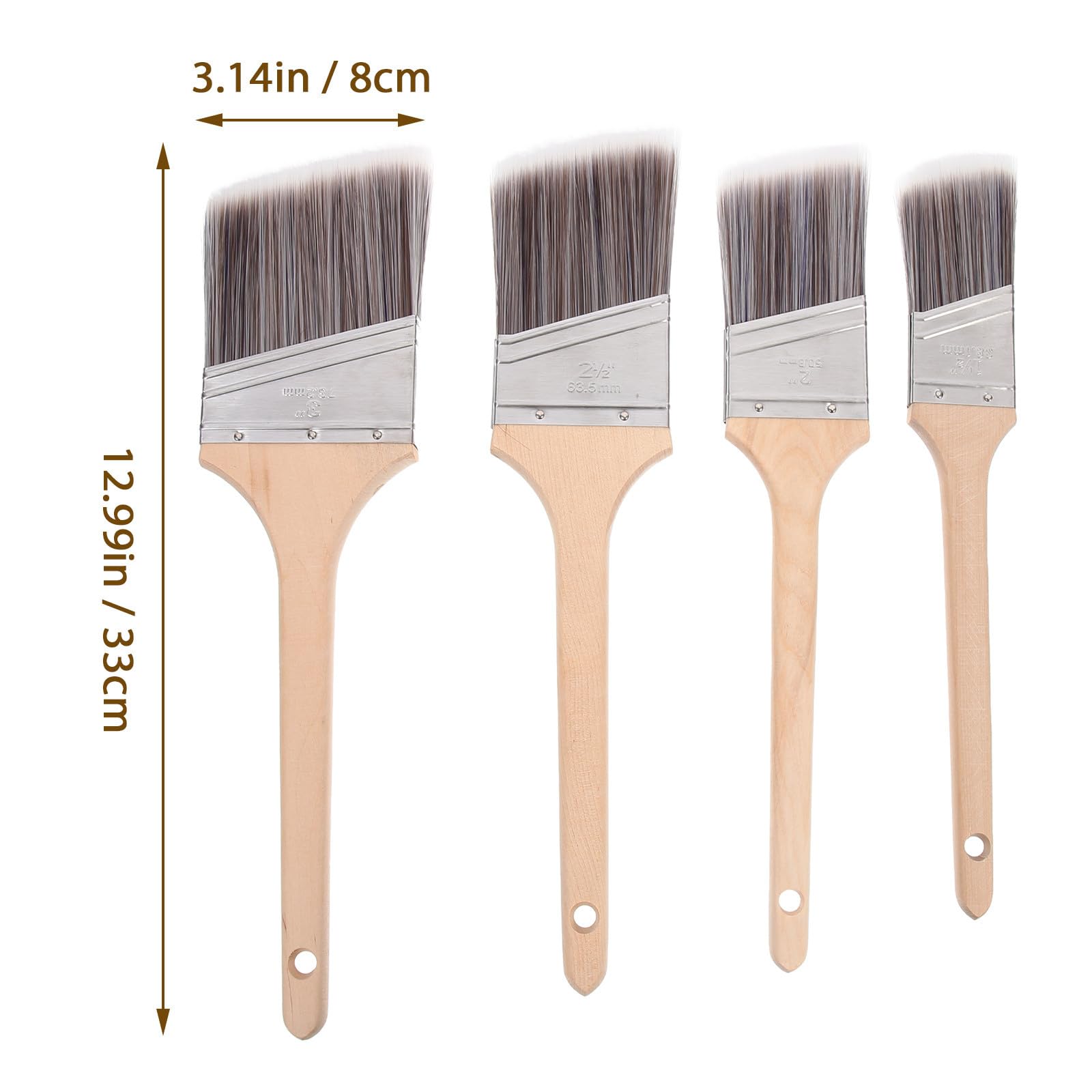 4 Stück Pinselset mit Holzgriff für Ölfarben und Aquarellfarben Praktische Bürsten für Erwachsene und Kinder zum Malen und Reinigen