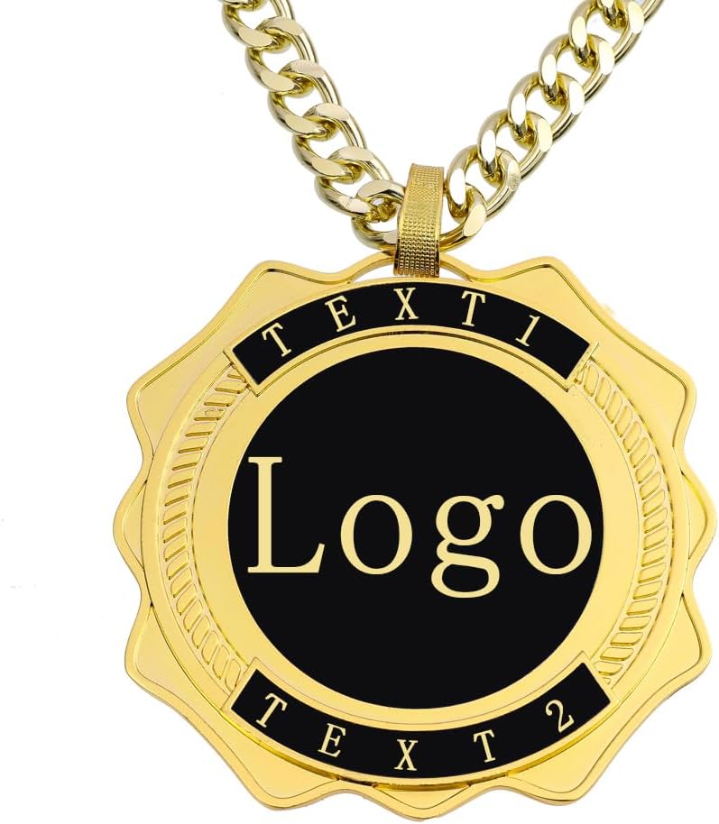 Custom Championship Chain Medal, 5" Personalize with Your Own Logo Or Art Winner Gift Gold Champ Medal Trophy for Baseball Goat Basketball Football Champion Chain
