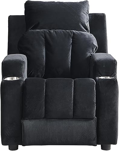 Miniatura 3 de HOMRACER Silla reclinable para niños, reclinable de terciopelo con 2 portavasos y reposapiés, respaldo ajustable, silla ergonómica para niños