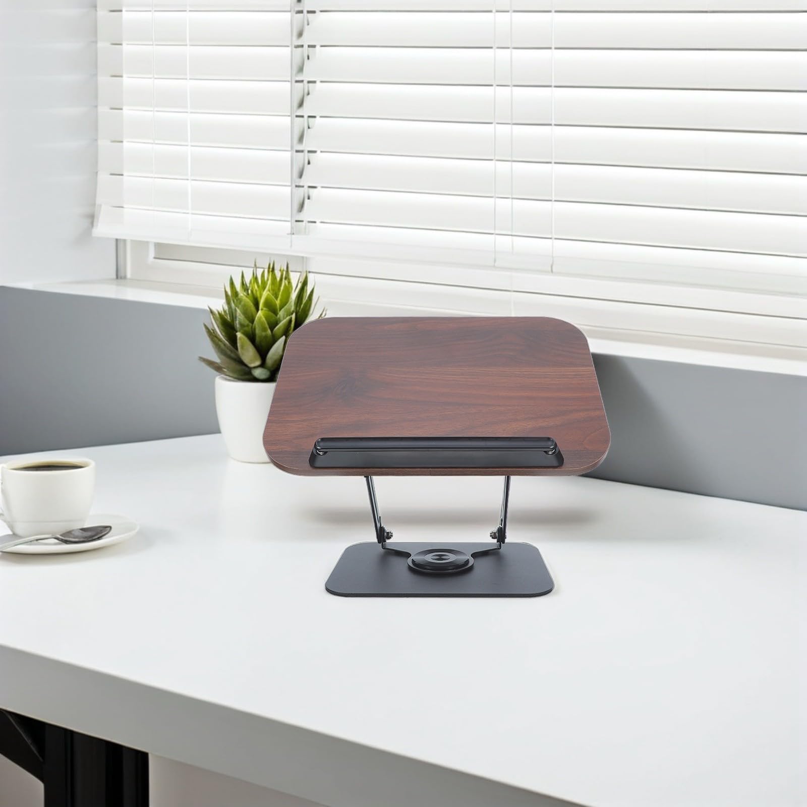 Homoyoyo Supporto per Libri da Tavolo in Legno con Base Girevole a 360° e Altezza Regolabile, Leggio Multifunzione per Tablet e Testi, per Cucina e Biblioteca